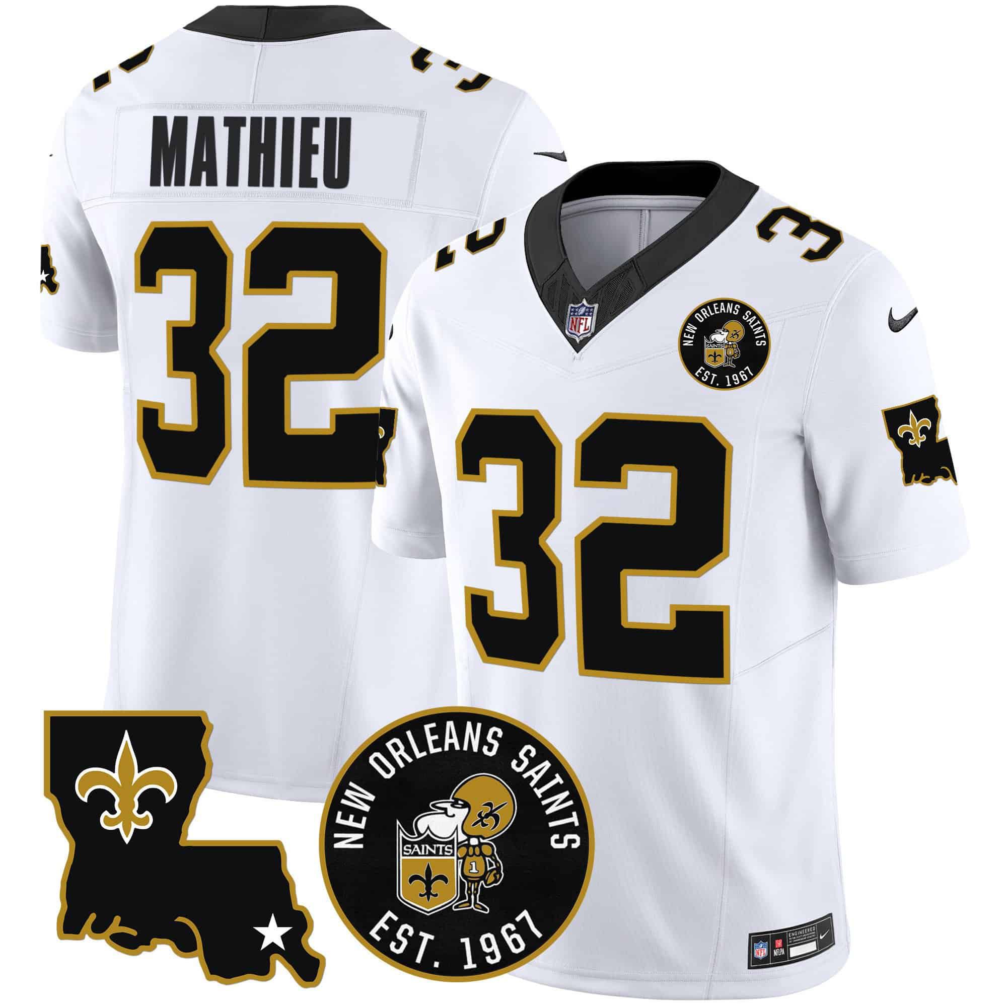 Men New Orleans Saints #32 Mathieu White 2024 Nike 1967 Patch Vapor Limited NFL Jersey->indianapolis colts->NFL Jersey